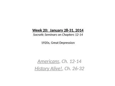 Week 20:  January 28-31, 2014