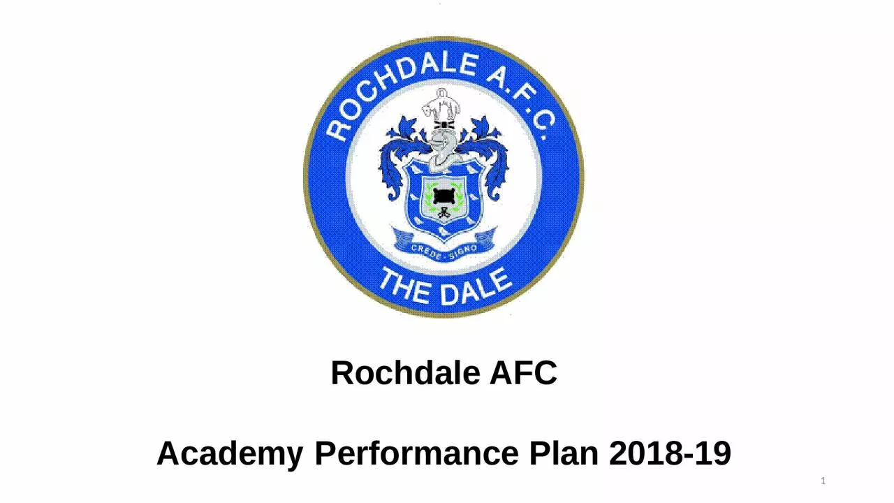 Rochdale AFC   Academy Performance Plan 2018-19