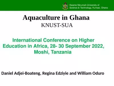 Aquaculture in Ghana   KNUST-SUA