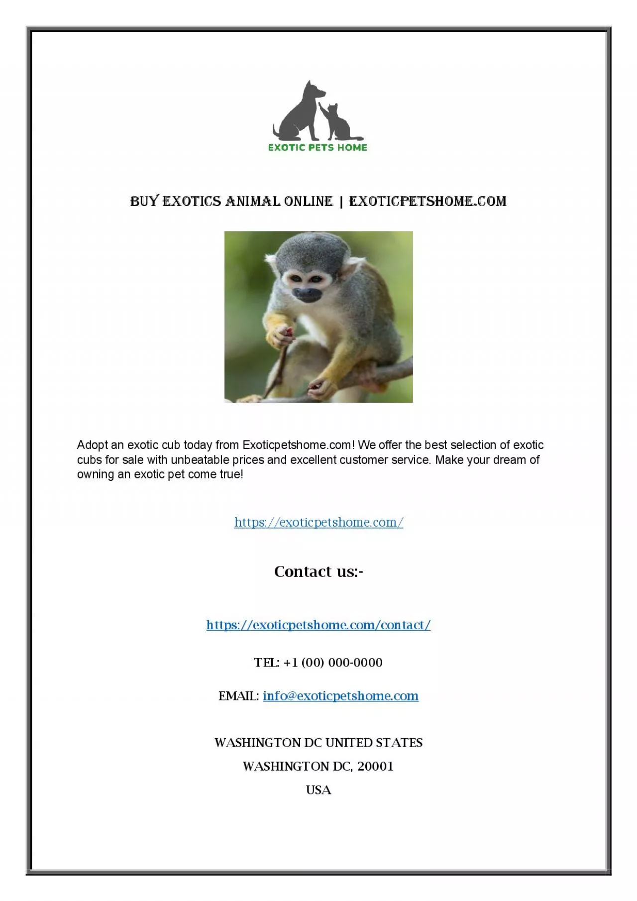 PDF-Buy Exotic Monkey | Exoticpetshome.com