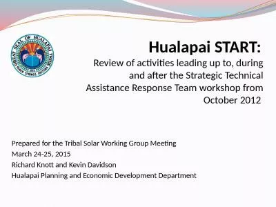 Hualapai START:   Review of activities leading up to, during and after the Strategic Technical Assi