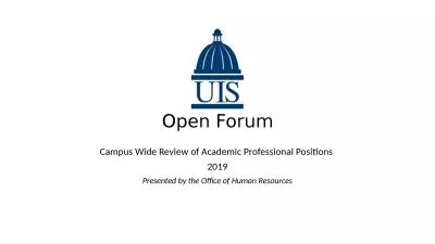 Open Forum Campus Wide Review of Academic Professional Positions