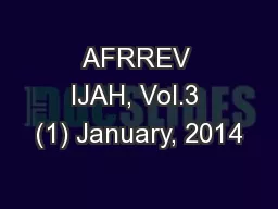AFRREV IJAH, Vol.3 (1) January, 2014