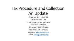 Tax Procedure and Collection