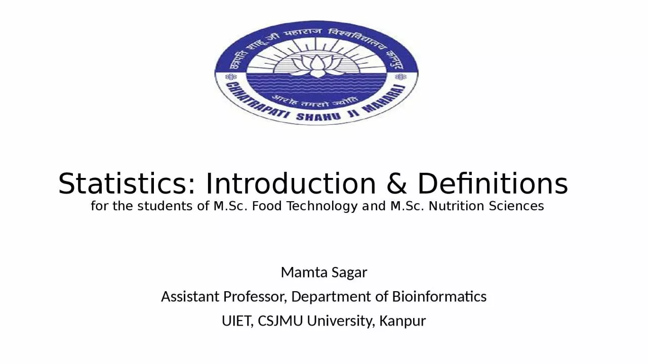 Statistics: Introduction & Definitions