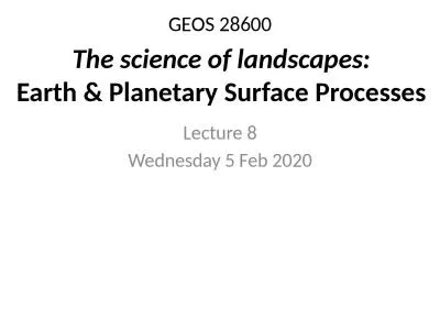 GEOS 28600 Lecture 8 Wednesday 5 Feb