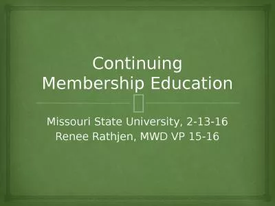 Continuing Membership Education