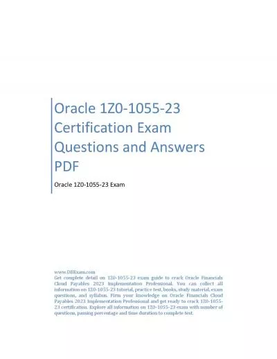 Oracle 1Z0-1055-23 Certification Exam Questions and Answers PDF