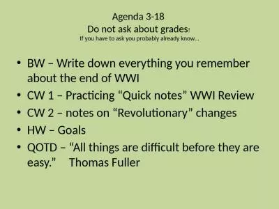 Agenda  3-18  Do not ask about grades