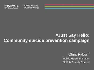 #Just Say Hello:  Community suicide prevention campaign