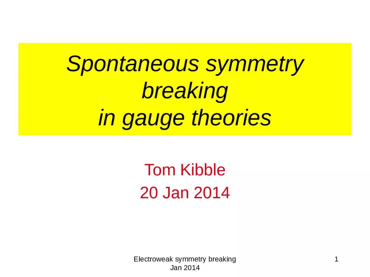 PPT-Electroweak symmetry breaking Jan 2014