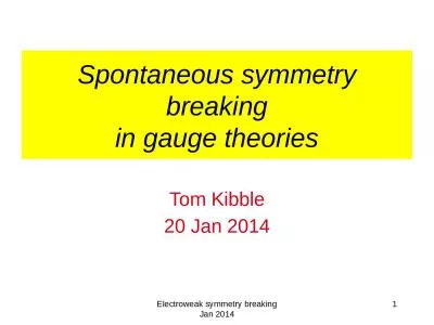 Electroweak symmetry breaking Jan 2014