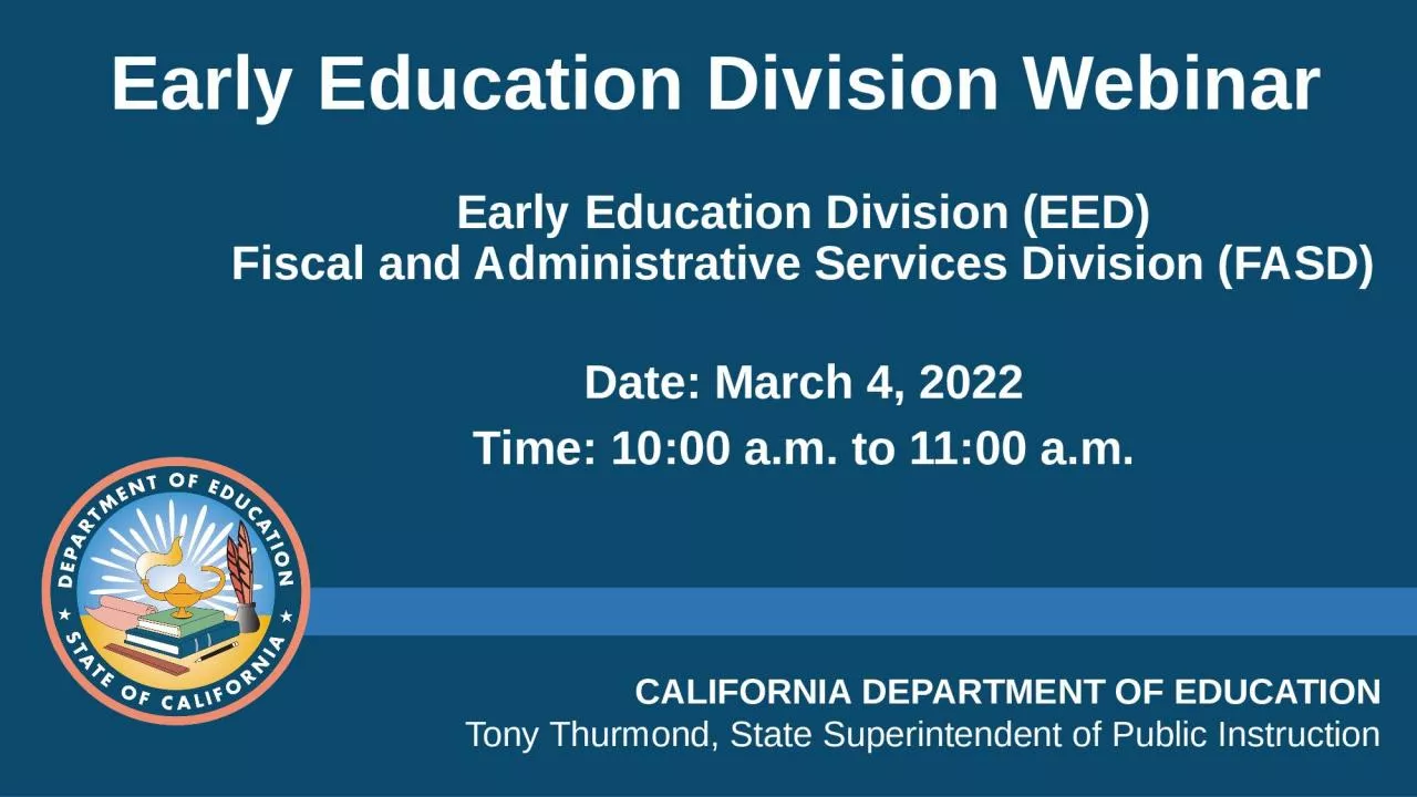Early Education Division Webinar