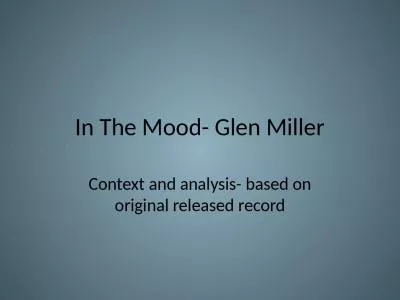 In The Mood- Glen Miller