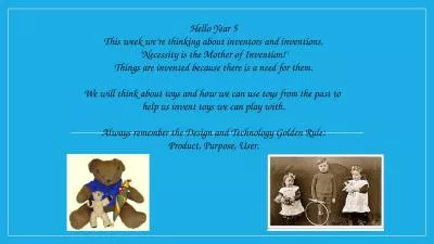 Hello Year 5 This week we’re thinking about inventors and inventions.