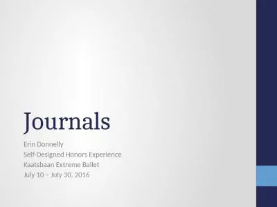 Journals Erin Donnelly Self-Designed Honors Experience