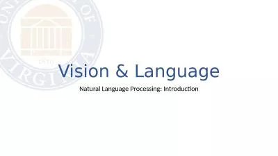 Vision & Language Natural Language Processing: Introduction