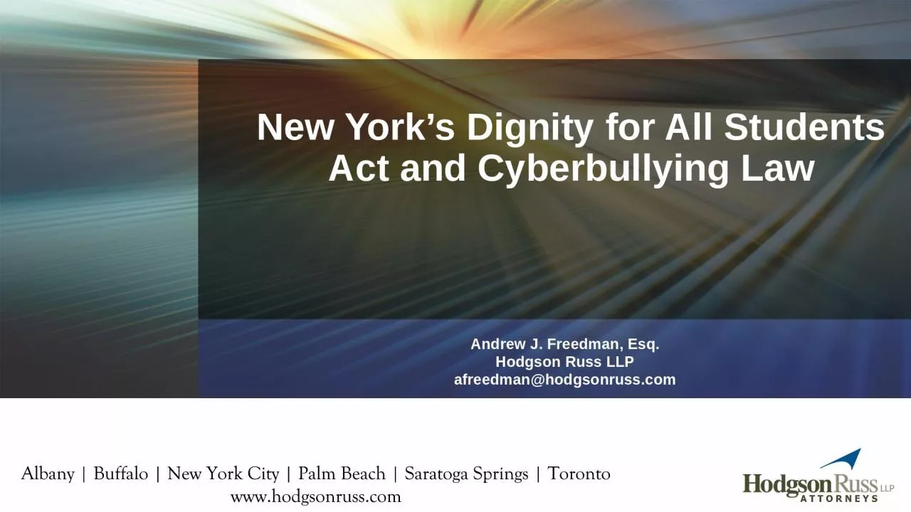 PPT-New York’s Dignity for All Students Act and Cyberbullying Law