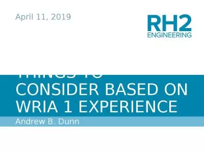 Things to Consider based on WRIA 1 Experience