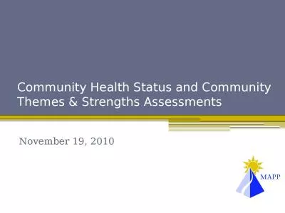 Community Health Status and Community Themes & Strengths Assessments