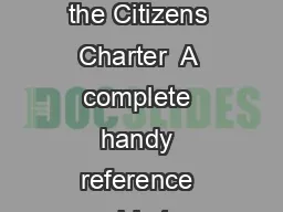 Citizens Charter It gives us great pleasure to present to you the Citizens Charter  A complete handy reference guide to everything you wanted to know about your favourite airline