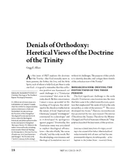 Denials of Orthodoxy: Heretical Views of the Doctrine of the Trinity G