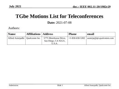 July 2021 Alfred Asterjadhi, Qualcomm Inc.