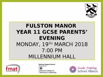 FULSTON MANOR  Year 11 GCSE Parents’ Evening