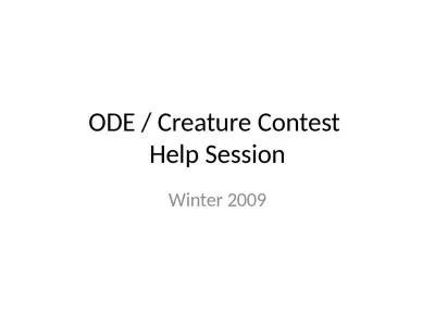 ODE / Creature Contest  Help Session