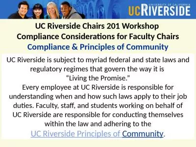 UC Riverside Chairs 201 Workshop