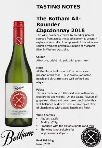 TASTING NOTES The Botham All-Rounder Chardonnay 2018