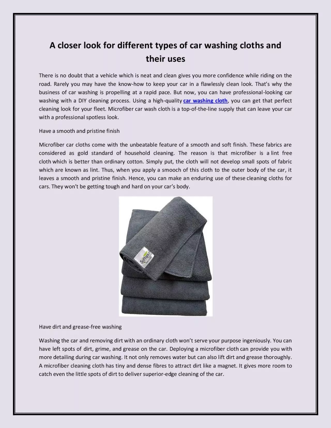 PDF-A closer look for different types of car washing cloths and their uses