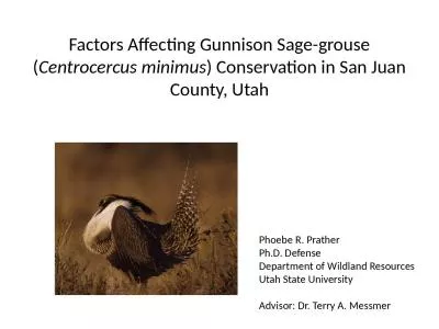 Factors Affecting Gunnison Sage-grouse (