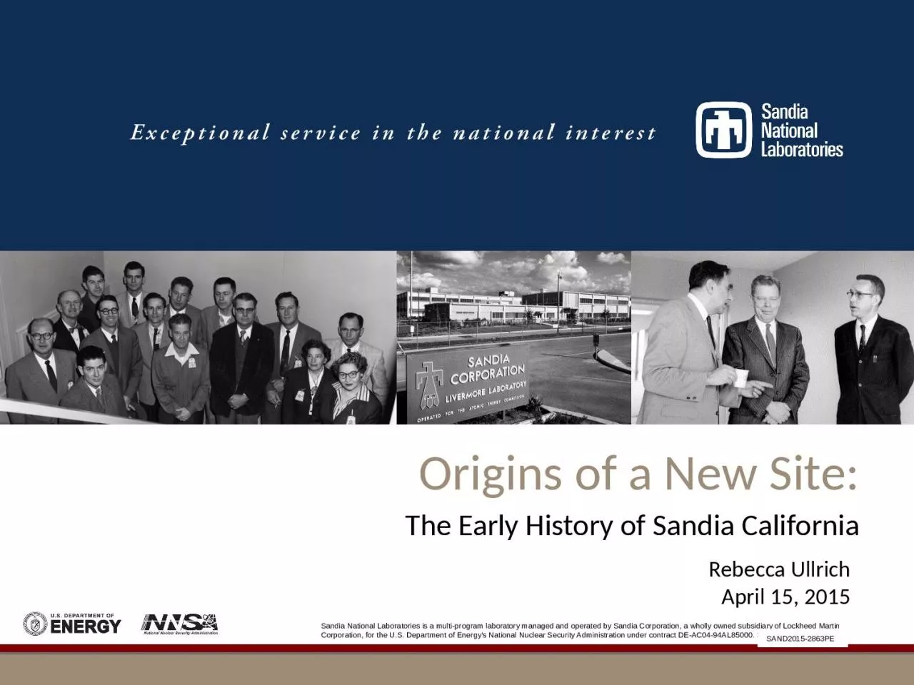 PPT-Origins of a New Site: The Early History of Sandia California