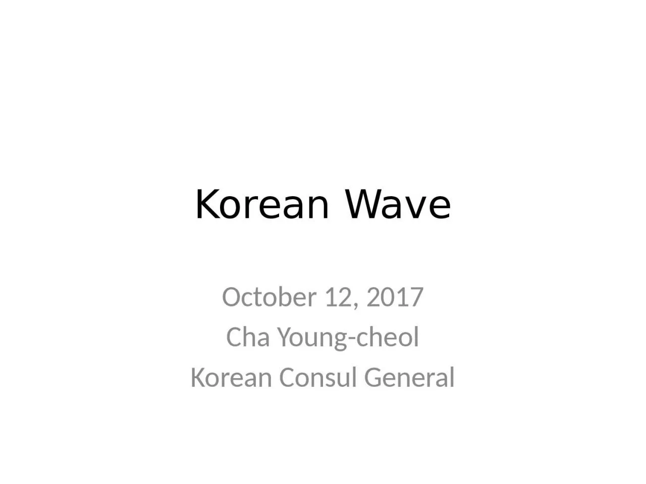 Korean Wave October 12, 2017