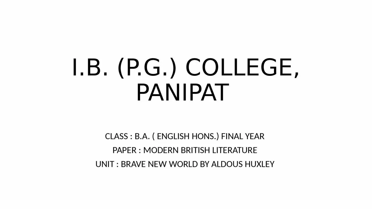 PPT-I.B. (P.G.) COLLEGE, PANIPAT