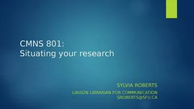 CMNS 801: Situating your research