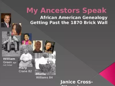 My Ancestors Speak African American Genealogy Getting Past the 1870 Brick Wall