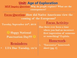 Unit :  Age of Exploration