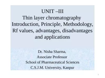 UNIT –III Thin layer chromatography