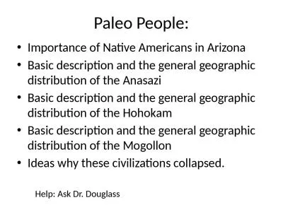 Paleo  People: Importance of Native Americans in Arizona