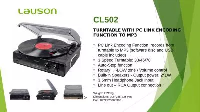 CL502 TURNTABLE WITH PC LINK ENCODING FUNCTION TO MP3