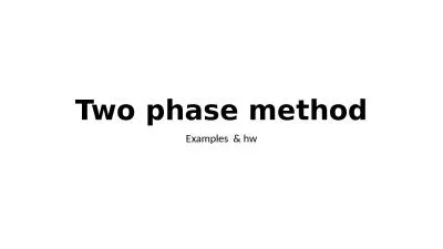 Two phase method Examples  &