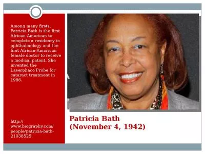 Patricia Bath (November 4, 1942)