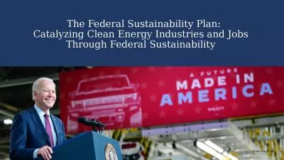 The Federal Sustainability Plan: