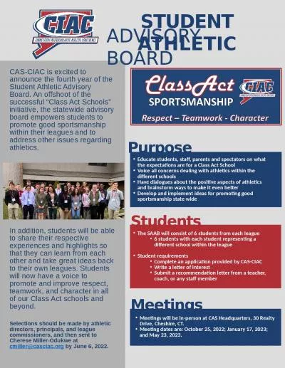 STUDENT  ATHLETIC Educate students, staff, parents and spectators on what the expectations