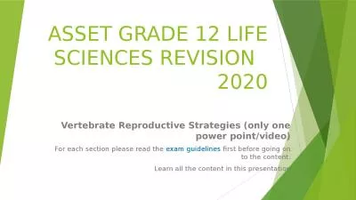 ASSET GRADE 12 LIFE SCIENCES REVISION