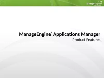 ManageEngine ®  Applications Manager