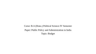 Corse: B.A ( Hons .) Political Science IV Semester