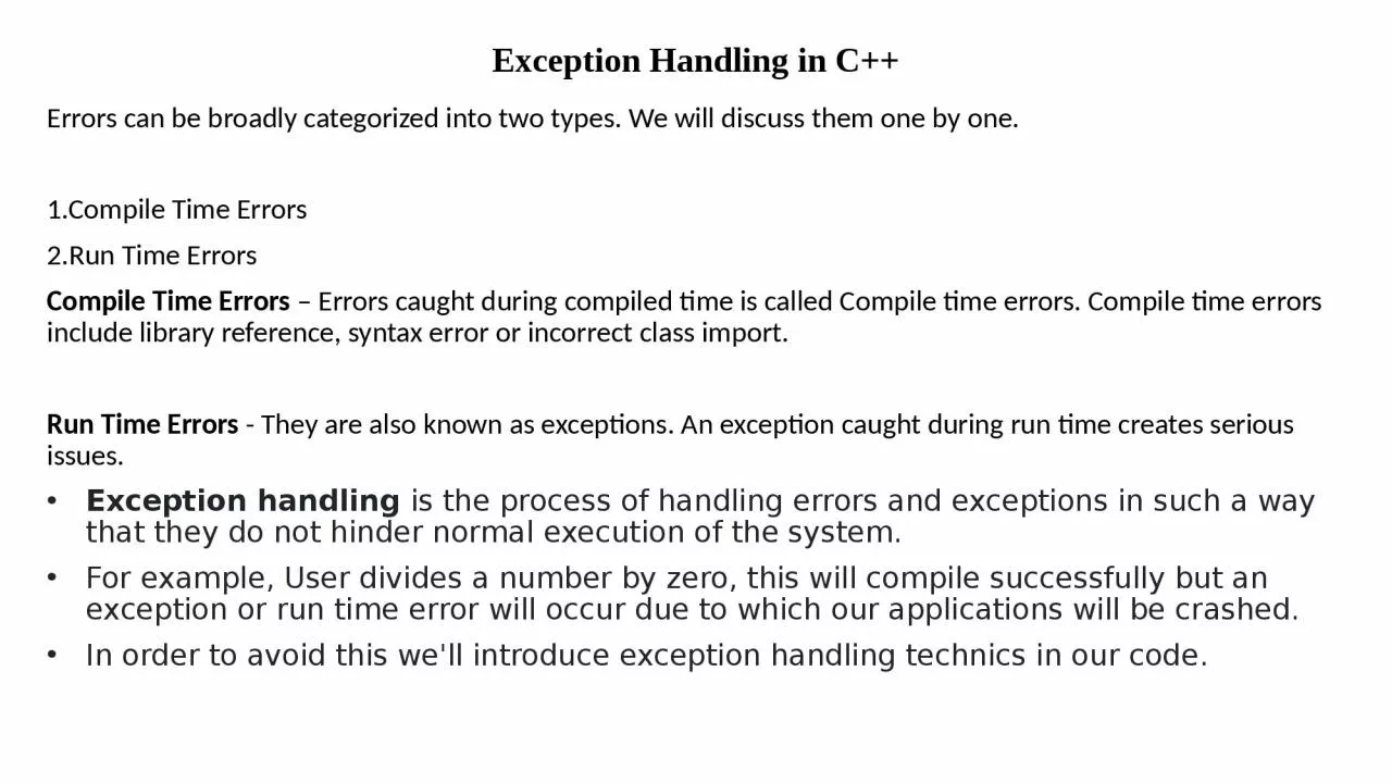 PPT-Exception Handling in C++